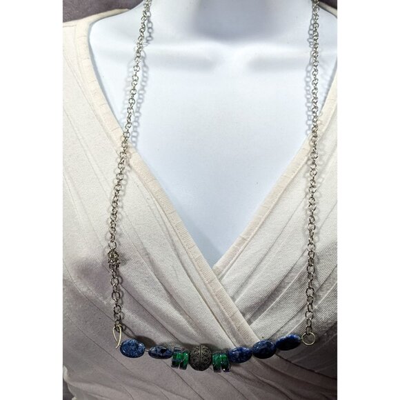 Handmade Beaded Lapis Lazuli And Glass Beaded Necklace - Picture 3 of 7